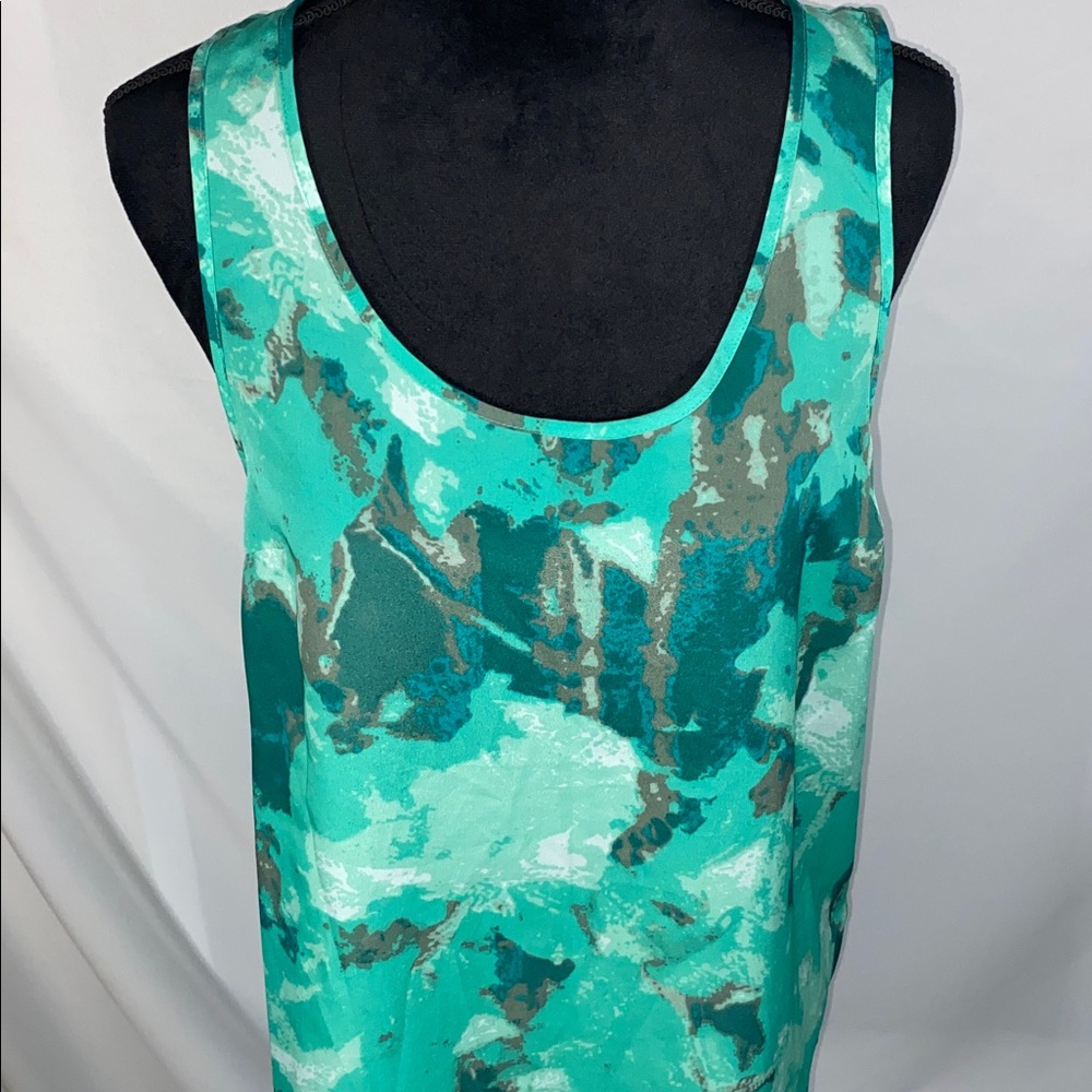 Mossimo Tank Top Polyester Green Teal Abstract Pattern - Picture 2 of 7